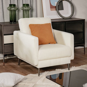Modern Upholstered Accent Chair with Removable Backrest Cushion-White view 7