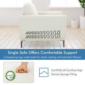 Modern Upholstered Accent Chair with Removable Backrest Cushion-White view 8