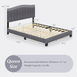 Modern Upholstered Bed Frame with Adjustable Vertical Channel Tufted Headboard-Queen Size view 5