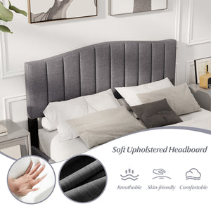 Modern Upholstered Bed Frame with Adjustable Vertical Channel Tufted Headboard-Queen Size view 7
