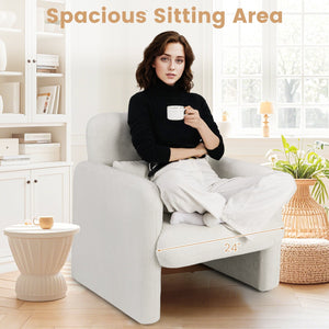 Modern Upholstered Chenille Accent Chair with Removable Lumbar Pillow-White view 6
