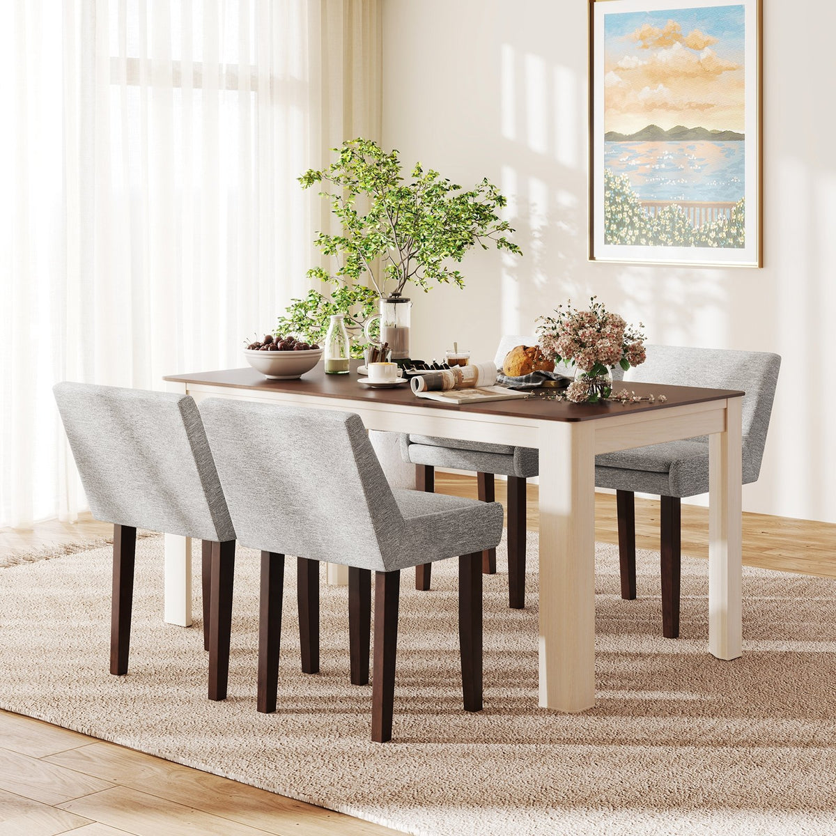 Modern Upholstered Fabric Side Leisure Chair Set of 2-Gray view 3