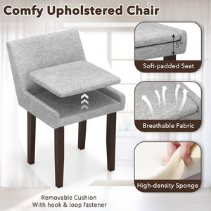 Modern Upholstered Fabric Side Leisure Chair Set of 2-Gray view 5