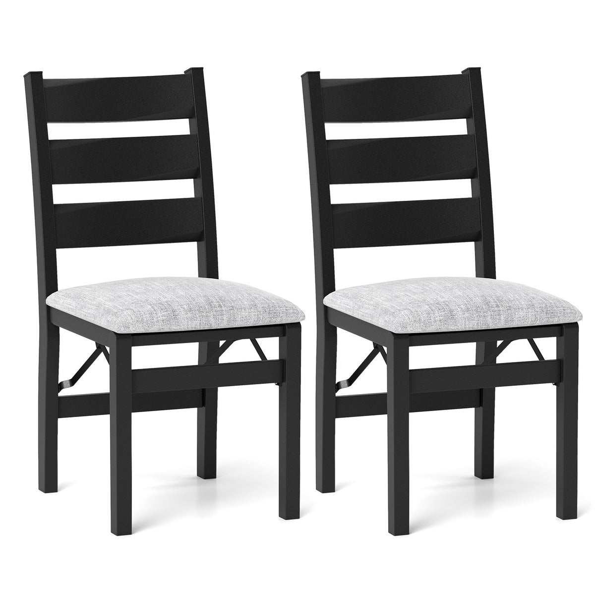 Modern Upholstered Folding Chairs Set of 2 with Comfy Backrest-Black view 4