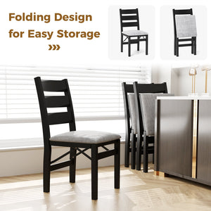 Modern Upholstered Folding Chairs Set of 2 with Comfy Backrest-Black view 8