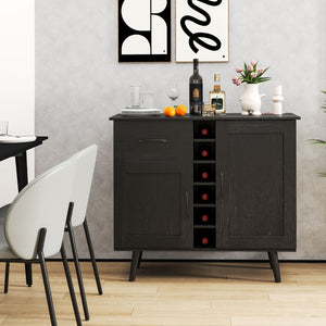 Modern Wine Bar Buffet Cabinet with 6-Bottle Wine Rack-Black view 2