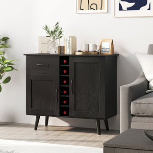 Modern Wine Bar Buffet Cabinet with 6-Bottle Wine Rack-Black view 3