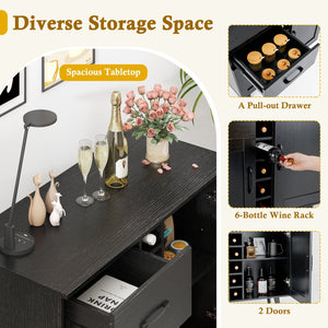 Modern Wine Bar Buffet Cabinet with 6-Bottle Wine Rack-Black view 7