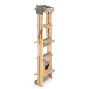 Modern Wooden Cat Tree Foldable Cat Climbing Furniture-Gray view 6