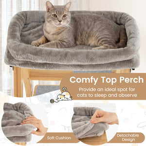 Modern Wooden Cat Tree Foldable Cat Climbing Furniture-Gray view 7
