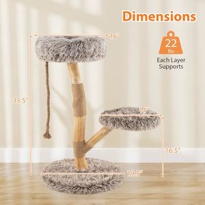 Modern Wooden Cat Tree Tower with Perch and Natural Jute Scratching Posts-Brown view 5