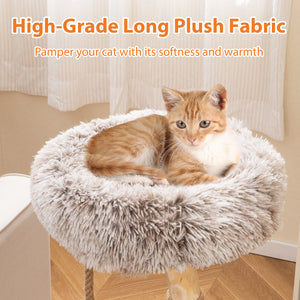 Modern Wooden Cat Tree Tower with Perch and Natural Jute Scratching Posts-Brown view 9