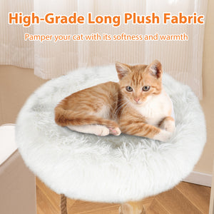 Modern Wooden Cat Tree Tower with Perch and Natural Jute Scratching Posts-White view 9