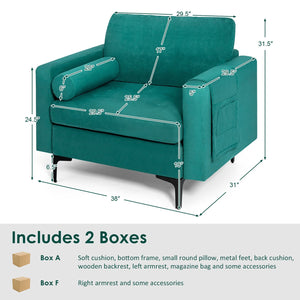 Modular 1/2/3/4-Seat L-Shaped Sectional Sofa Couch with Socket USB Port-1-Seat view 4