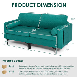 Modular 1/2/3/4-Seat L-Shaped Sectional Sofa Couch with Socket USB Port-2-Seat view 4