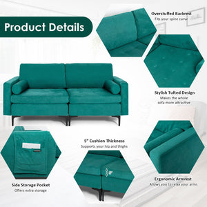 Modular 1/2/3/4-Seat L-Shaped Sectional Sofa Couch with Socket USB Port-2-Seat view 5