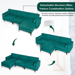 Modular 1/2/3/4-Seat L-Shaped Sectional Sofa Couch with Socket USB Port-3-Seat L-shaped view 3