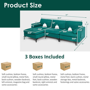 Modular 1/2/3/4-Seat L-Shaped Sectional Sofa Couch with Socket USB Port-3-Seat L-shaped view 4