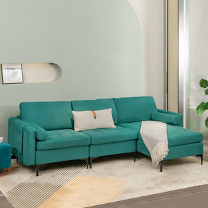 Modular 1/2/3/4-Seat L-Shaped Sectional Sofa Couch with Socket USB Port-3-Seat L-shaped view 6