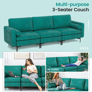 Modular 1/2/3/4-Seat L-Shaped Sectional Sofa Couch with Socket USB Port-3-Seat with USB port view 6