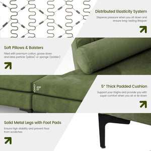 Modular 2-seat/3-Seat/4-Seat L-shaped Sectional Sofa Couch with Reversible Chaise and Socket USB Ports-4-Seat L-shaped-Army Green view 9