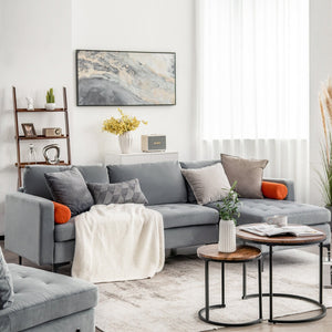Modular L-shaped 3-Seat Sectional Sofa with Reversible Chaise and 2 USB Ports-Gray view 6