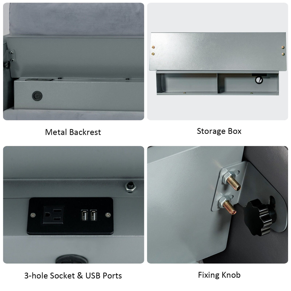 Modular L-shaped 3-Seat Sectional Sofa with Reversible Chaise and 2 USB Ports-Gray view 9