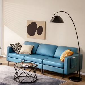 Modular L-shaped Sectional Sofa with Reversible Chaise and 2 USB Ports-Blue view 6