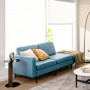Modular L-shaped Sectional Sofa with Reversible Chaise and 2 USB Ports-Blue view 7