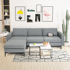 Modular L-shaped Sectional Sofa with Reversible Chaise and 2 USB Ports-Dark Gray view 3