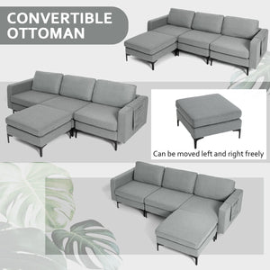 Modular L-shaped Sectional Sofa with Reversible Chaise and 2 USB Ports-Dark Gray view 9
