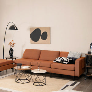 Modular L-shaped Sectional Sofa with Reversible Ottoman and 2 USB Ports-Orange view 8