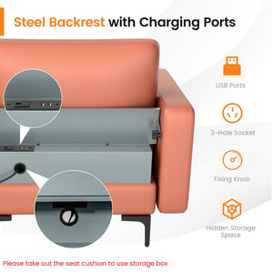 Modular Modern L-shaped Sectional Sofa with Reversible Chaise and 2 USB Ports-Pink view 9