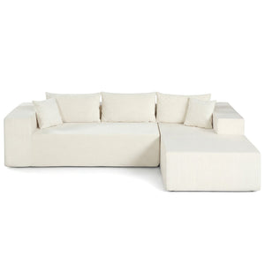 Modular Sectional Sofa Corduroy Upholstered L-shaped Sofa Couch with Deep Seats-Beige