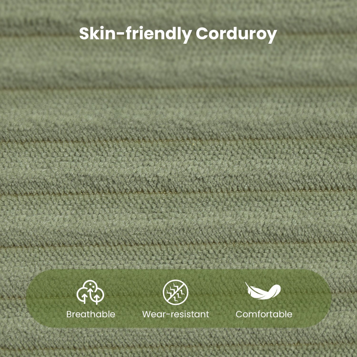 Modular Sectional Sofa Corduroy Upholstered L-shaped Sofa Couch with Deep Seats-Green view 7