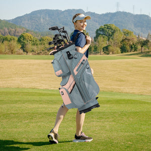 Molded Lock Top Golf Cart Bag with 14-Way Full Length Dividers and 11 Pockets-Orange view 2