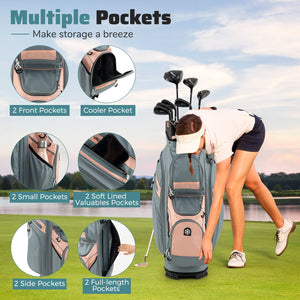 Molded Lock Top Golf Cart Bag with 14-Way Full Length Dividers and 11 Pockets-Orange view 6