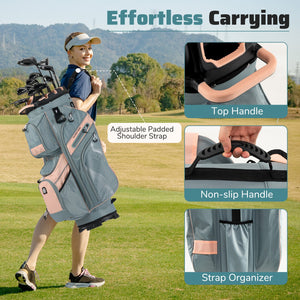 Molded Lock Top Golf Cart Bag with 14-Way Full Length Dividers and 11 Pockets-Orange view 7