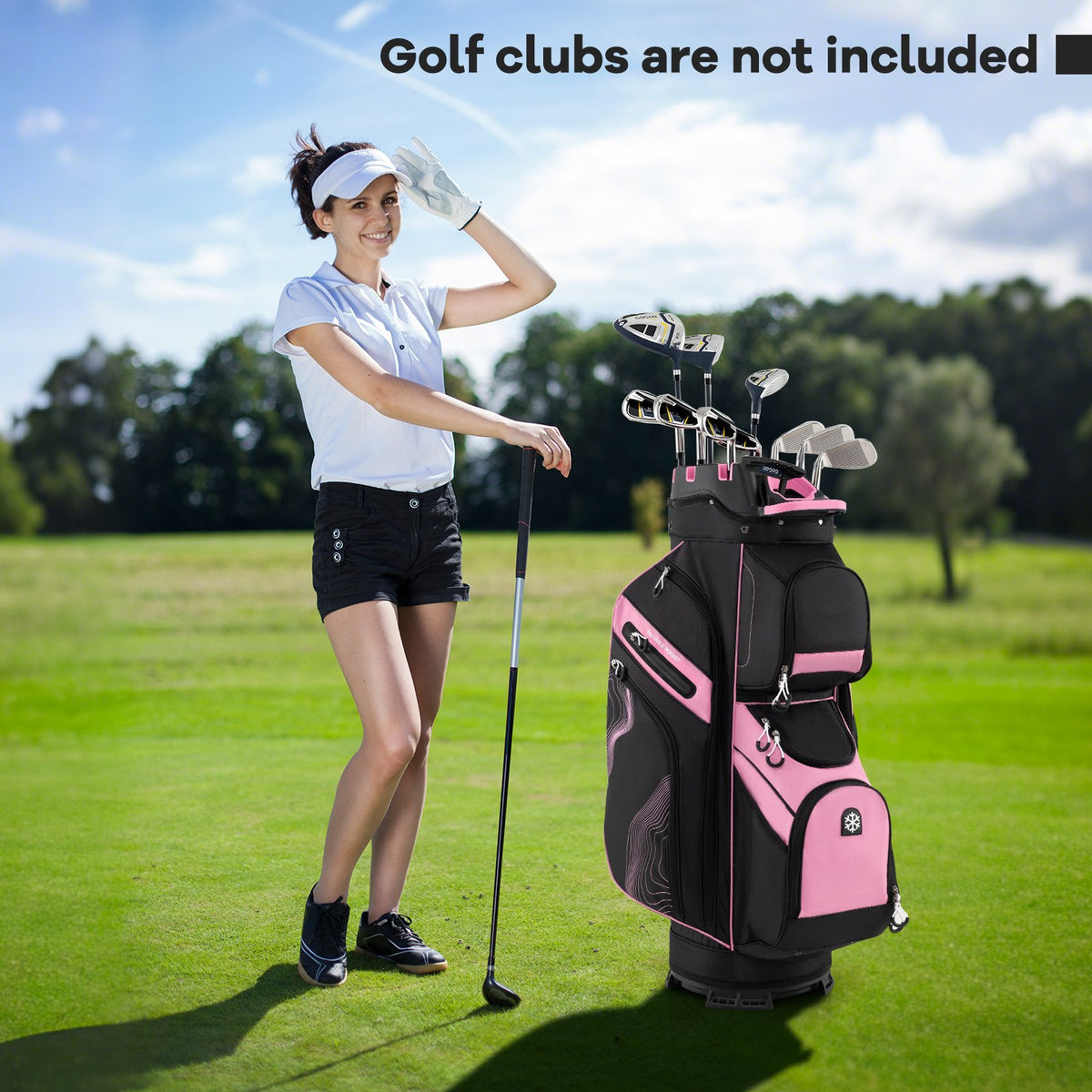 Molded Lock Top Golf Cart Bag with 14-Way Full Length Dividers and 11 Pockets-Pink view 4