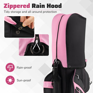 Molded Lock Top Golf Cart Bag with 14-Way Full Length Dividers and 11 Pockets-Pink view 9