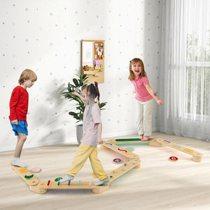 Montessori Balance Beam Set Wooden Balance Boards with Stepping Stones view 3