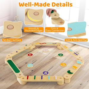 Montessori Balance Beam Set Wooden Balance Boards with Stepping Stones view 6
