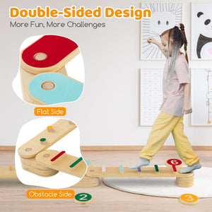 Montessori Balance Beam Set Wooden Balance Boards with Stepping Stones view 7
