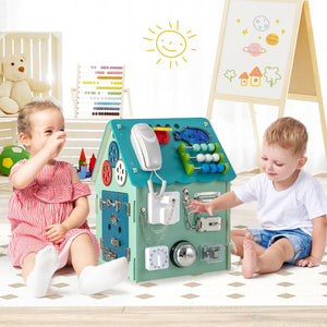 Montessori Play House with Sensory Games and Interior Storage Space-Blue view 2