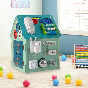 Montessori Play House with Sensory Games and Interior Storage Space-Blue view 3