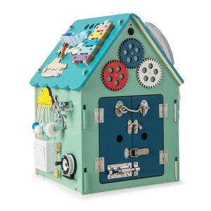Montessori Play House with Sensory Games and Interior Storage Space-Blue view 4