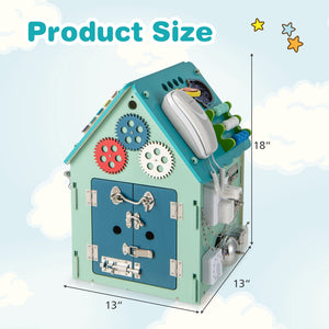 Montessori Play House with Sensory Games and Interior Storage Space-Blue view 5