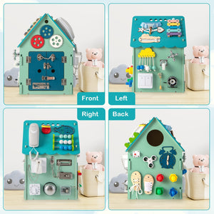 Montessori Play House with Sensory Games and Interior Storage Space-Blue view 6
