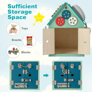 Montessori Play House with Sensory Games and Interior Storage Space-Blue view 8