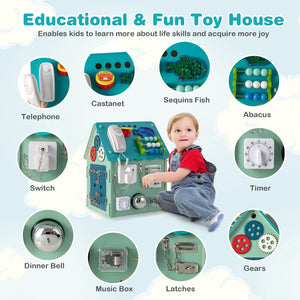 Montessori Play House with Sensory Games and Interior Storage Space-Blue view 9